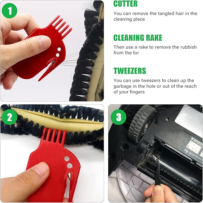 Midukit Vacuum Attachments Accessories for Robot Vacuum Cleaner,Cleaning Brush roll Cleaning Tool Replacement Parts, Part kit Tool for Vacuums Cleaner Replacement Include Vacuum Cleaning Cloth