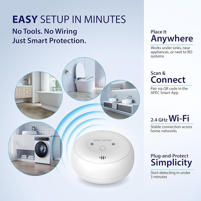 APEC Water WiFi Water Leak Detector, Dual Sensor, Pack of 1
