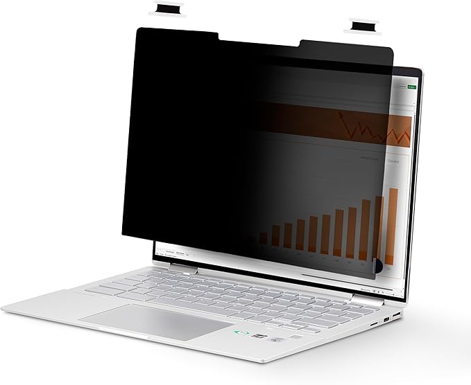 StarTech.com 14-inch 16:9 Flip-Over Privacy Screen with Touch, Laptop Security Shield, Anti-Glare Blue Light Filter