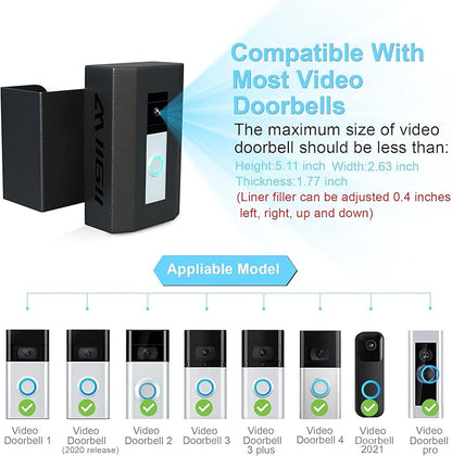 Bleu Clair Anti-Theft Doorbell Mount All Metal No Need to Drill Not Block Doorbell Motion Sensor Compatible with Ring & Other Video Doorbells for Home Rentals Office Room Apartment