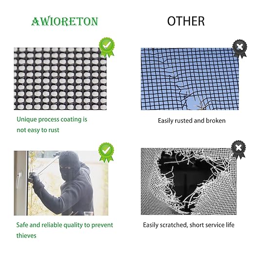304 Stainless Steel Mesh Screen, 12 Mesh 304 Stainless Steel Security Screen, PVC Coated Heavy Duty 47inch x 118 inch Wire Mesh Window Screen Hardware Cloth Sturdy Metal Mesh Door Security Screen Mesh
