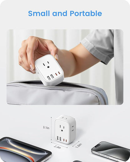 LENCENT Multi Plug Outlet Extender with USB, Electrical Outlet Expander | with 4 AC 4 USB Charger Cube (2 Type C), Small Multiple Wall Tap Plug Splitter for Home Office Travel Cruise Dorm Essentials