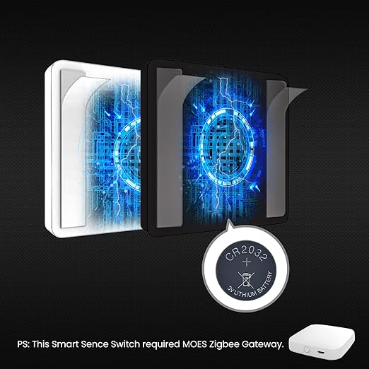 MOES Wireless Smart Scene Switch Button, Require MOES HUB, Zigbee Connection Tuya Battery Powered Included 12 Scene Controller Light Switch for Smart Home Automation 4 Gang White (Pack of 2)