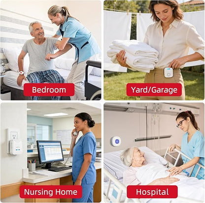 CallToU Caregiver Pager Wireless Call Button for Elderly/Senior,2026 New Version Pager with Vibration & Rechargeable,Nurse Alert System for Home Care Seniors (2 Pager and 2 Button)
