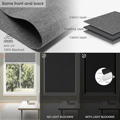 SmartWings Motorized Blinds Dual-Sided Cordless Smart Blackout Shades, Custom Size, Rechargeable Battery, Work with Matter/Apple HomeKit, Alexa, Thread/Zigbee, Remote Optional, Bouvardia Medium Grey