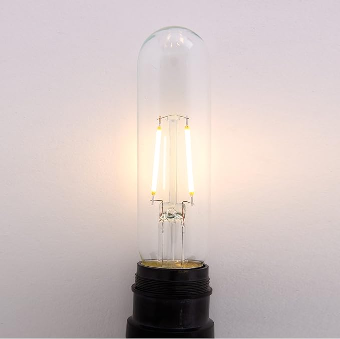 Creative Hobbies Clear 1.5W LED T10 Tubular Light Bulb - Nickel Plated E26 Medium Base (25 Watt Equivalent) | 4 Pack