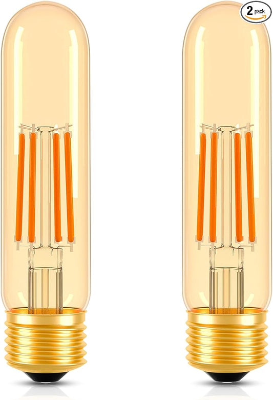 ToBeGreat T30 Light Bulbs 4 Watt Equivalent 40W Bulb E26 Tubular Bulbs T10 Amber LED Bulb Warm White 2200K Chandelier Desk Lamp Kitchen Bedbroom Bathroom,Dimmable,2 Pack