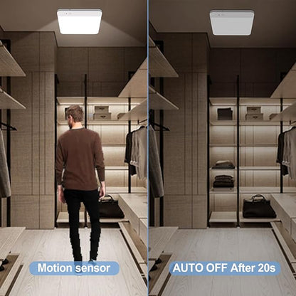 WhitePoplar Rechargeable Motion Sensor Ceiling Light with Remote - Magnetic Wireless Closet Lights, 400LM Closet Lights Motion Sensored Indoor for Bathroom Closet Pantry Porch and Hallways 2Pack