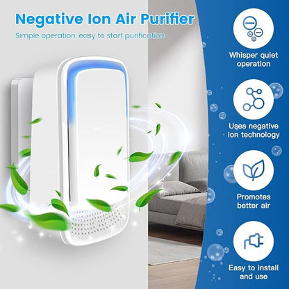 Plug in Air Ionizer Negative Ion Technology Air Purifier for Home Bedroom Office, Filterless Portable Ionic Air Cleaner, Quiet Odor Eliminator for Pets Smoke Dust Mini Freshener