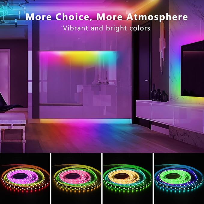 DAYBETTER Smart IC LED Strip Lights, BGRIC LED Lights for Bedroom 32.8 FT, DIY Multiple Colors on One Line, App Control Color Changing Strip Lighting Music Sync Home Decor(1 Roll)