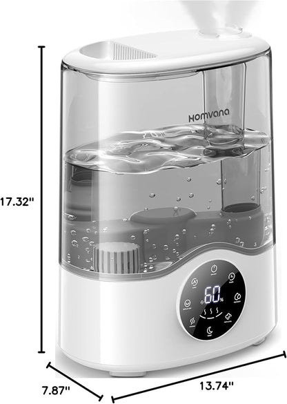 Homvana Humidifier Large Room, 7L (807ft²) Smart Warm and Cool Mist, Top-Fill Humidifiers for Bedroom Baby Nursery Grow Tent, Auto Adapt Mist Quick Air Humidity Indoor, Easy to Clean, Quiet, Diffusers