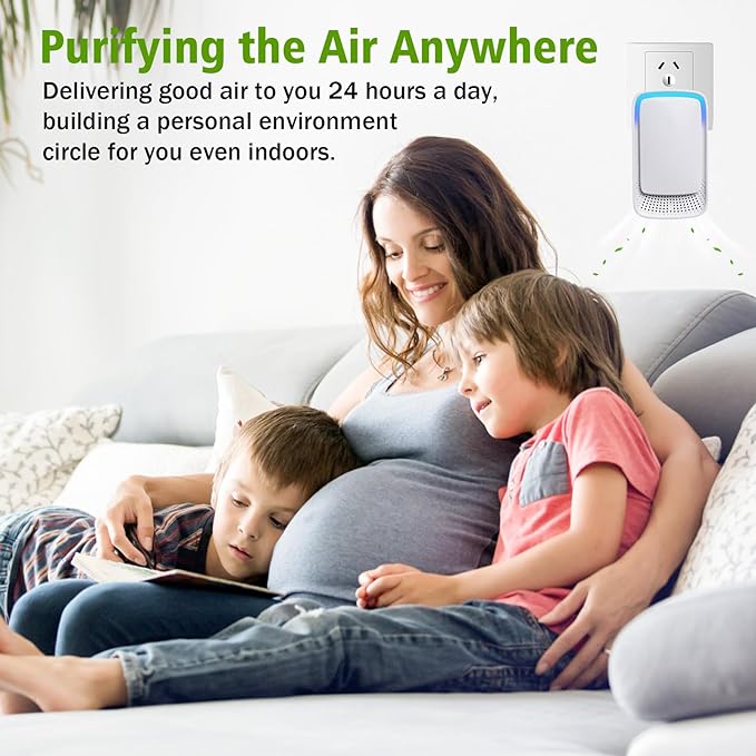 Plug In Air Ionizers for Home 3 Pack,Portable and Quiet Work Negative Ion Air Purifier for Home, Bedroom, Office,Living Room,Pet Room,Small Air Cleaner(3)