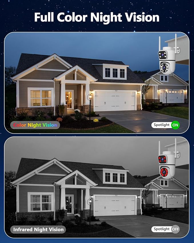 WEILAILIFE 【Auto Tracking】 Outdoor Wireless Security Camera, PTZ WiFi Video Surveillance Cameras for Home Security