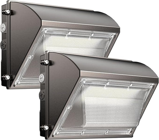 LED Wall Pack Light 120W, 18000LM 5000K Daylight, Outdoor Lighting with Dusk-to-Dawn Photocell, LED Wall Pack for Parking Lot, Warehouse, Yard, ETL Listed (120W - 2PACK)