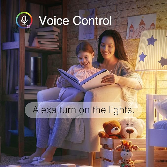 Beantech Smart Bulb, WiFi LED Light Bulbs, Dimmable Light Bulb 2700K-6500K, Smart Bulbs Compatible with Alexa & Google Assistant, A19 Alexa, RGB Tunable White Bulb, 4 Pack, Multicolor (NWB5-4)