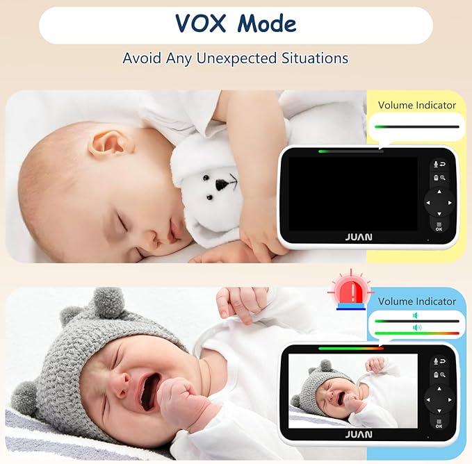 JUAN Baby Monitor with Camera and Audio, No WiFi 100% Private, 3500mAh Long Battery, 1000ft Range Connection, Remote Pan-Tilt-Zoom, Crystal Night Vision, 2-Way Talk for Newborn Infant