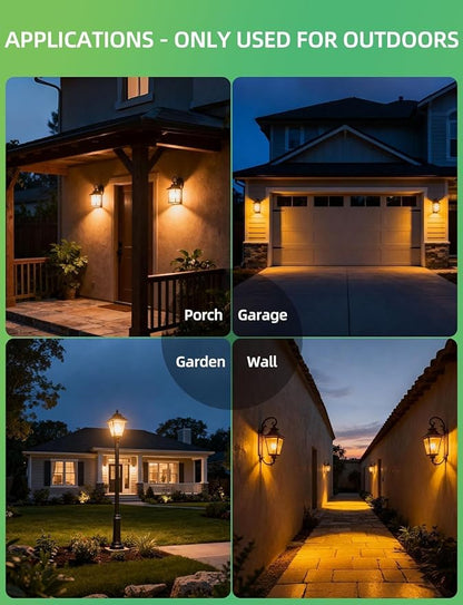 HEKEE Dusk to Dawn Sensor Light Bulbs LED A19 900 Lumens, Outdoor Porch Lights, 60 Watt Equivalent, Warm White 2700K Soft White Security Bulb(Auto on/Off), E26 Screw Base(4 Pack)