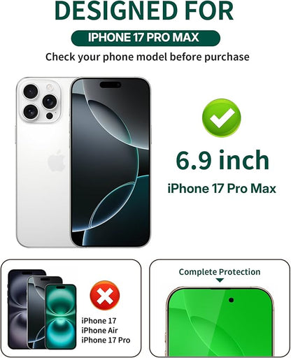 Privacy Screen Protector for iPhone 17 Pro Max Tempered Glass 6.9 inch Private Protective Film Anti-Blue Light Anti Spy No-Bubble Gradient Green [HD Clarity], 2-Pack