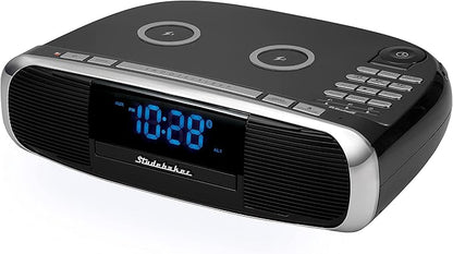 Studebaker Workstaton HiFi Music System with Bluetooth, FM Radio, CD, and Qi Wireless Charging Station (Black)