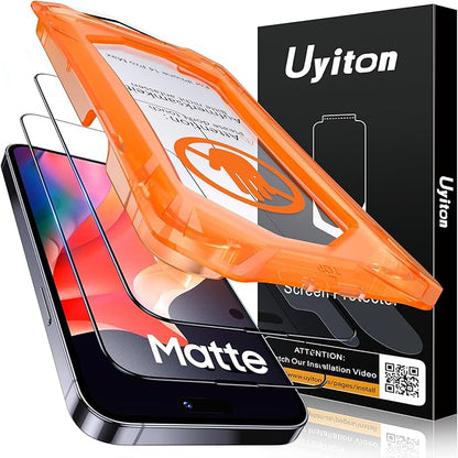 Uyiton for iPhone 14 Pro Max Matte Screen Protector, Anti-Fingerprint [Easy to Install] Anti-Reflection Shatterproof Full Coverage [Case Friendly] Anti-Glare 9H Tempered Glass Screen Cover, 2 Packs