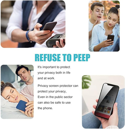 PEHAEL 3+3 Pack for iPhone 13 Mini Privacy Screen Protector with Camera Lens Protector Full Coverage Anti-Spy Tempered Glass Film 9H Hardness Easy Installation Bubble Free [5.4 inch]