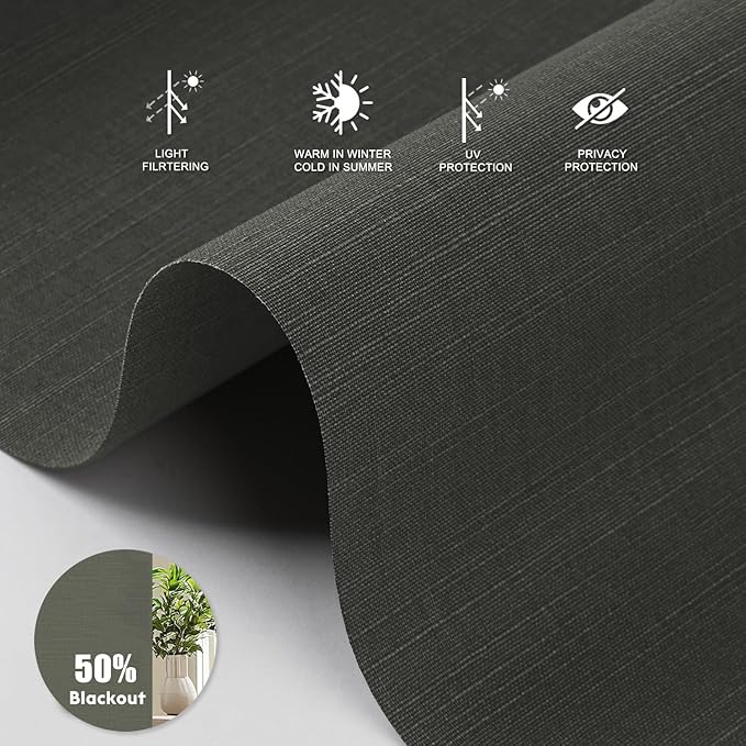 Motorized Blinds with Remote [Light Filtering] Smart Blinds Compatible with Alexa Google HomeKit, 50% Blackout Automatic Roller Shades for Indoor Windows, Customized Size, Mist Nightfall