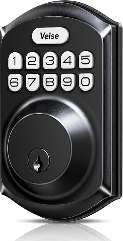 Veise VE001 Keyless Entry Deadbolt, Electronic Keypad Lock, Matte Black
