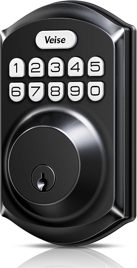 Veise VE001 Keyless Entry Deadbolt, Electronic Keypad Lock, Matte Black