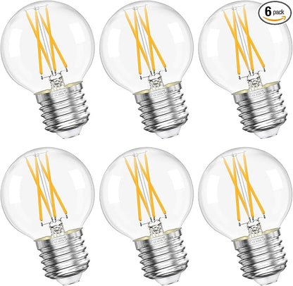 GvvooHome G16.5 LED Bulb Dimmable, 6W, 60 watt Equivalent, 4000K Neutral White E26 Globe Bulb, Round Edison Bulbs for Ceiling Fan, Pendant, Chandeliers, 90+CRI 600LM, 6 Pack