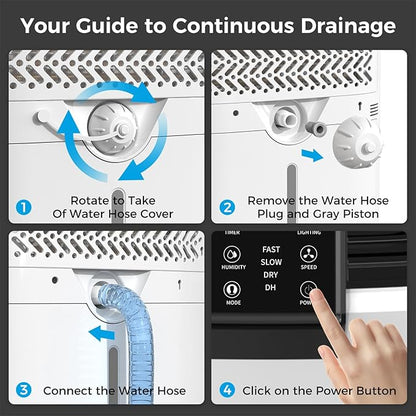 4,000 Sq.ft Dehumidifier for Basement, 45 Pint Dehumidifiers for Home with Drain Hose, Smart Humidity Control, Auto Defrost, Auto Restart, 24H Timer, for Bedroom, Bathroom, RV, Garage