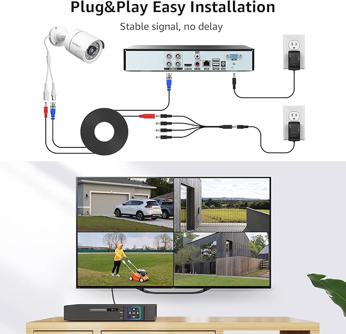 Wired Security Camera System Outdoor with 4pcs 1080P Waterproof Security Camera, 4CH AHD DVR with 500G HDD Indoor/Outdoor Surveillance DVR Kit, IR Night Vision, Motion Detection, 24/7 Record
