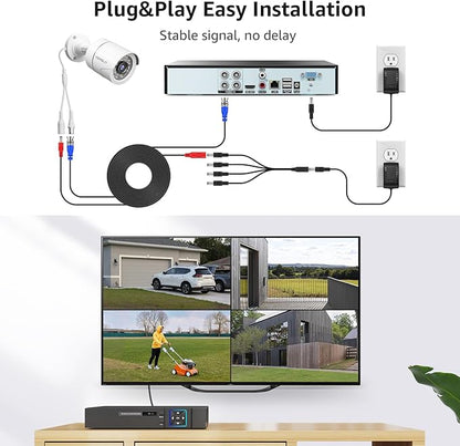 Wired Security Camera System Outdoor with 4pcs 1080P Waterproof Security Camera, 4CH AHD DVR with 500G HDD Indoor/Outdoor Surveillance DVR Kit, IR Night Vision, Motion Detection, 24/7 Record
