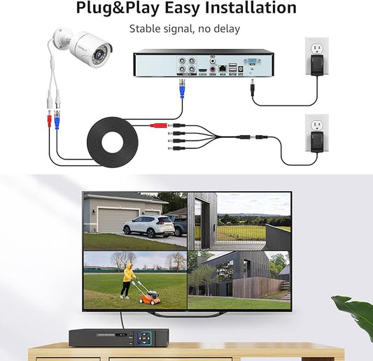 Wired Security Camera System Outdoor with 4pcs 1080P Waterproof Security Camera, 4CH AHD DVR with 500G HDD Indoor/Outdoor Surveillance DVR Kit, IR Night Vision, Motion Detection, 24/7 Record
