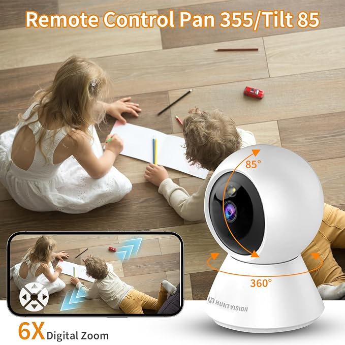 MeterMall HuntVision - 3MP Indoor WiFi PT Camera, Ivy Smart APP, Support 2.4G WiFi and Bluetooth, Day and Night Mode, Security Camera with Accurate Human Detection and Human Tracking