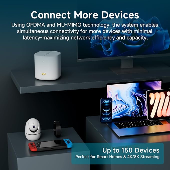 DBIT AX1800 WiFi 6 Whole Home Mesh Wi-Fi System, Dual-Band Coverage up to 4,000 sq. ft. and 150 Devices, Replaces Wireless Router and Extender, 2 Gigabit Ports per Unit, Easy Setup (D-MAX5, 2-Pack)