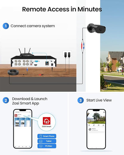 ZOSI 4 x 1080p Wired Outdoor Security Camera with Audio Recording, 2MP TVI Surveillance CCTV Bullet Camera Indoor, 80ft IR Night Vision, 90° Wide View, IP66 Weatherproof, Works with Our DVR