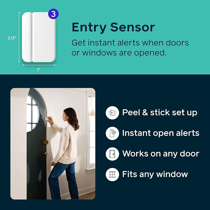 Cove 6-Piece DIY Home Security System, 3-Month Monitoring | Free Camera Ships Separately After Account Setup, DIY Setup, Professional Monitoring, Expandable System, One App Control
