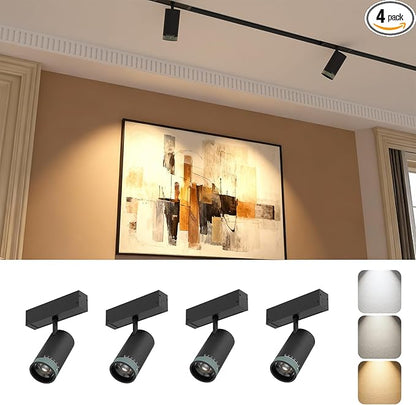 Adjustable Focus Spotlight 4 Pack, 18W Magnetic Track Light Head, 24V LED Lamp, Rotatable Spotlight, Smart Control via App, Remote & Voice, Dimmable & CCT 2700K-6000K, Beam Angle 20°-45°