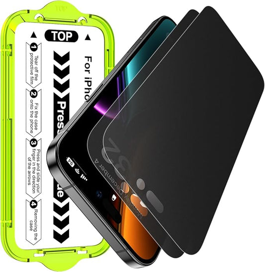 Esanik 2-Pack for iPhone 17 Pro Matte Privacy Glass Screen Protector, Anti-Glare & Anti-Spy,Anti-Reflection, Smooth as Silk, Military-Grade 9H Hardness,Flawless Fit Tray