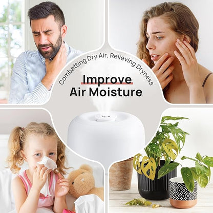 Clarston Humidifiers for Bedroom, 2L Top Fill with 360° Nozzle for Large Room, 7-Color Night Light, 24dB Quiet Cool Mist Air Humidifier for Baby Nursery & Plants, No BPA, Auto Shut Off, Easy to Clean