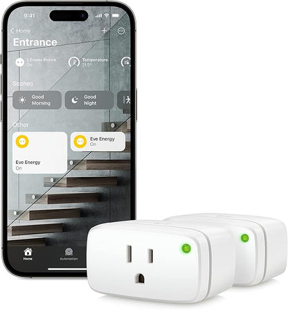 Eve Energy (2 Pack) Smart Plug and Eve Door & Window Smart Contact Sensor Bundle