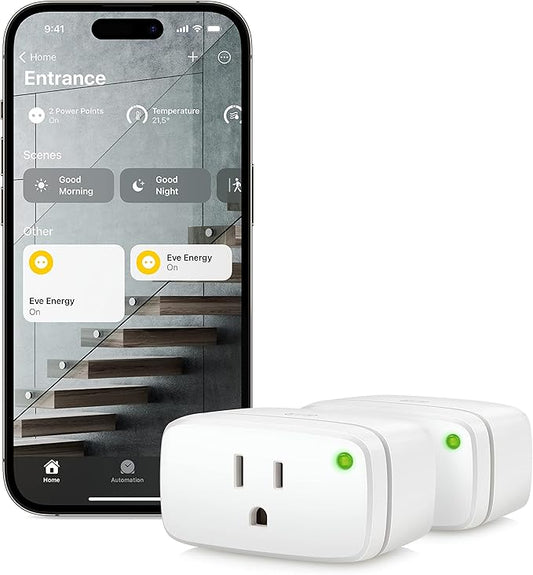 Eve Energy (2 Pack) Smart Plug and Eve Door & Window Smart Contact Sensor Bundle