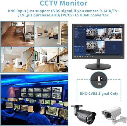 ZOSHING 17inch Security Monitor,Wall-Mounted Monitors Supports USB/Full Format Video Playback,CCTV Monitors with AV/HDMI Input/VGA/Headphone Output,Built-in Speaker, Remote Control