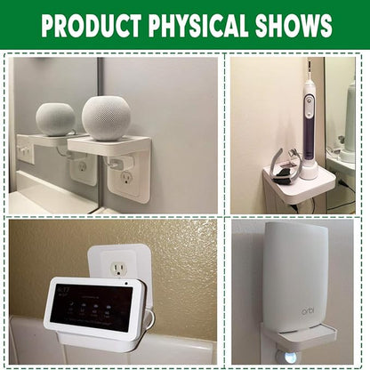 Outlet Shelf Holder Fit for Decorator Receptacle, Bathroom Decor Built-in Cable Management,Space Saving Homepod Mini,Google Home/Echo/Smart Speakers/Electric Toothbrush/Cell Phone (Decora)