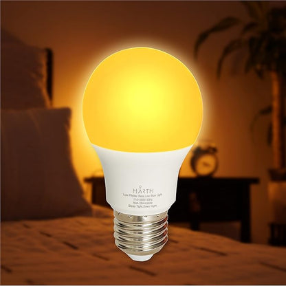 2 Amber Light Bulbs for Sleep I 1800K Warm Light Bulbs for Bedside Lamp I 7W E26 Led Bulb (60W Equiv) Orange Led Lights for Bedroom Soft Warm Lighting I Dim Night Light for Kids Room Warm Light Lamp