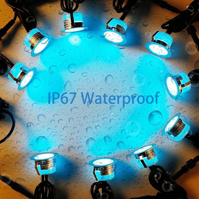 LED Deck Light Kit, 20pcs Φ1.77 WiFi Wireless Smart Phone Control Low Voltage Recessed RGBW Deck Lights with Remote, Voice Control, IP67 Waterproof Outdoor Path Stair Landscape Lighting, Black