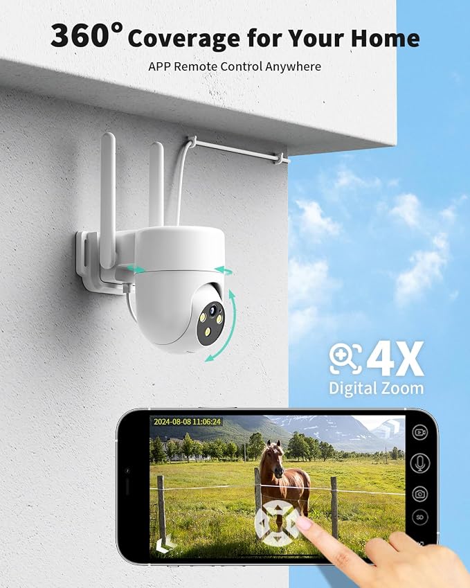 LIWAN Wired Cellular Security Camera, No WiFi Needed, Indoor, White, 1 Pack