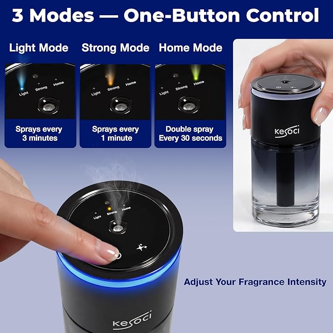 Smart Car Air Freshener Diffuser 160ML – Motion Sensor Activation, Car Fresheners Long Lasting with 3 Spray Modes, Car Diffuser Air Freshener with Rechargeable Battery for Cup Holder (Dark Forest)