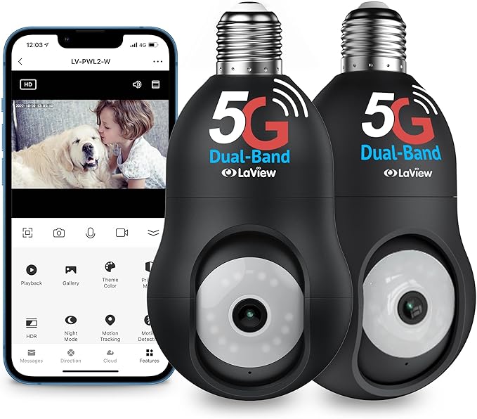 LaView 4MP Security Camera 5G& 2.4GHz, 360°2K Security Cameras Wireless Outdoor Indoor Full Color Day and Night, Motion Detection, Audible Alarm, Easy Installation, Compatible with Alexa (2 Pack)
