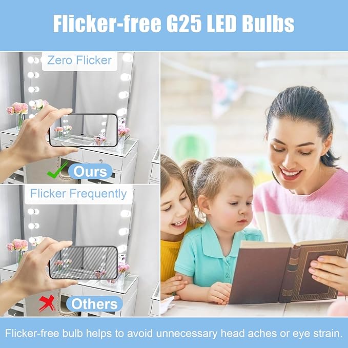 Vanity Light Bulb 5000K Daylight 8 Pack G25 LED Globe Light Bulb for Bathroom Vanity Mirror Decorative,E26 Medium Base, 5W 60W Incandescent Equivalent,500LM,Non-dimmable